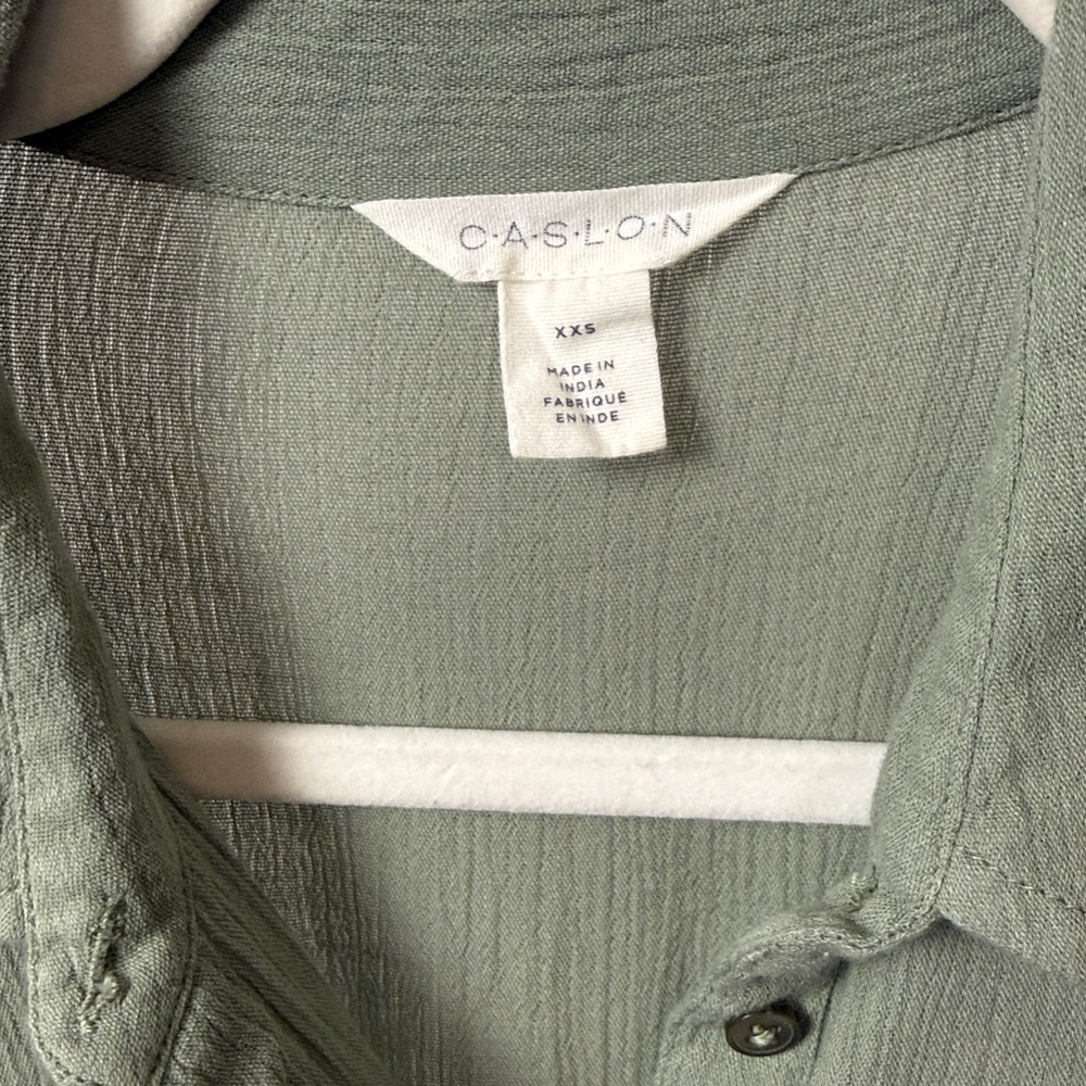 Caslon Olive Muslin Cotton Jumpsuit (XXS) - Picture 3 of 7